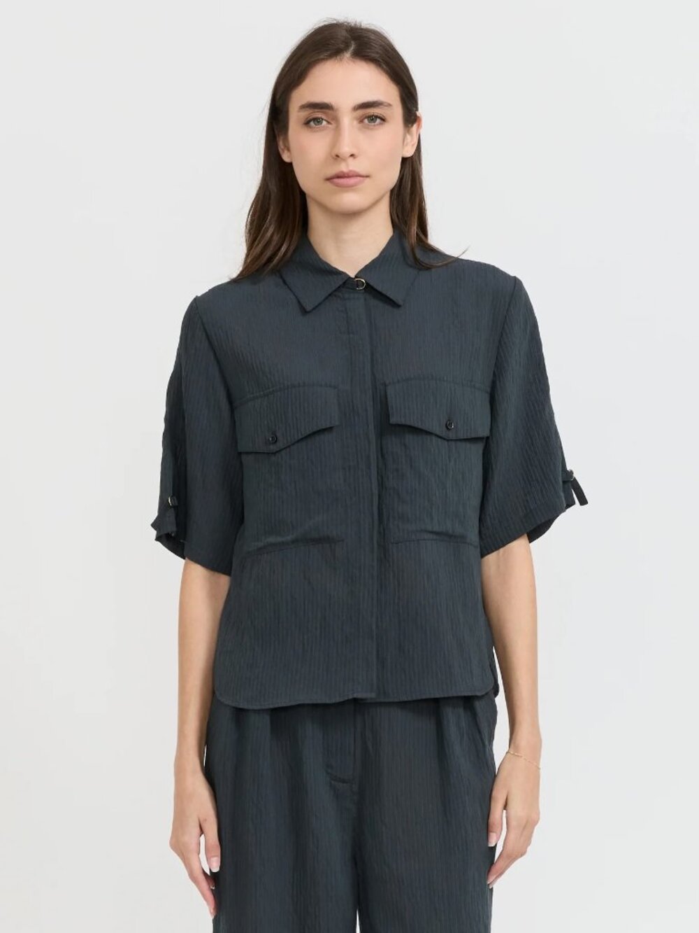 Sessun Simonin shirt, Smoke Green, size small